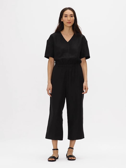 Wide leg jumpsuit, linen blend at our online shop - ESPRIT