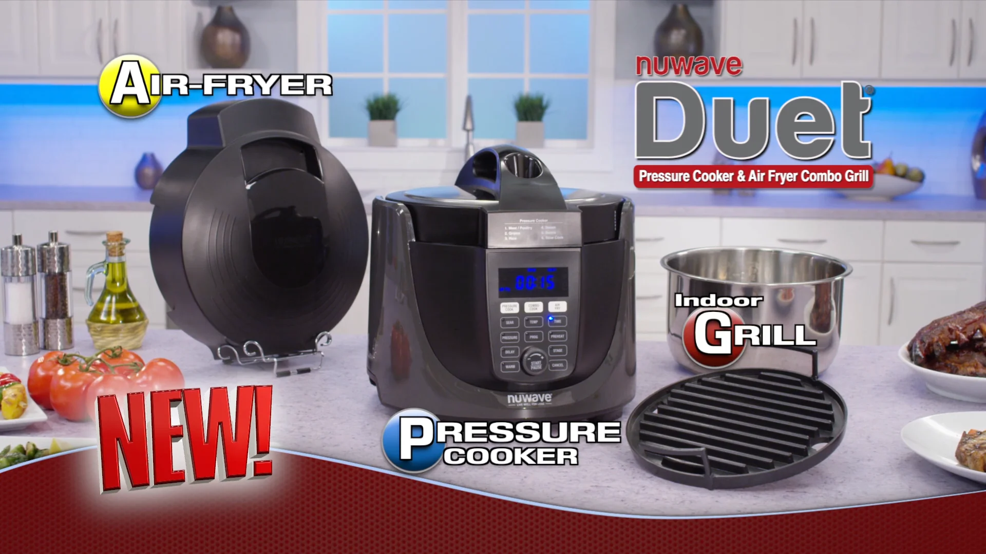  NuWave Duet Pressure Cooker, Air Fryer & Grill Combo