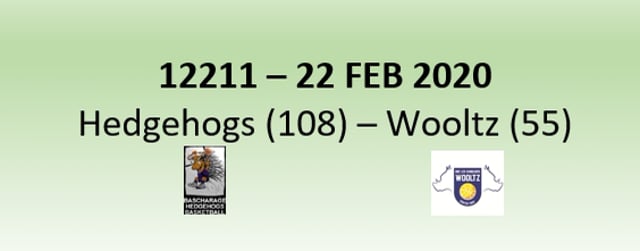 N2H 12211 Hedgehogs Bascharage (108) - Les Sangliers Wooltz (55) 22/02/2020