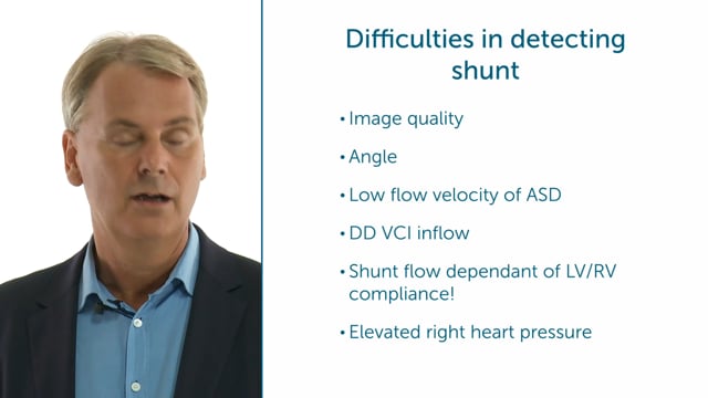 Why can detecting an atrial shunt be difficult sometimes?