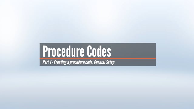 Procedure Codes - General Setup