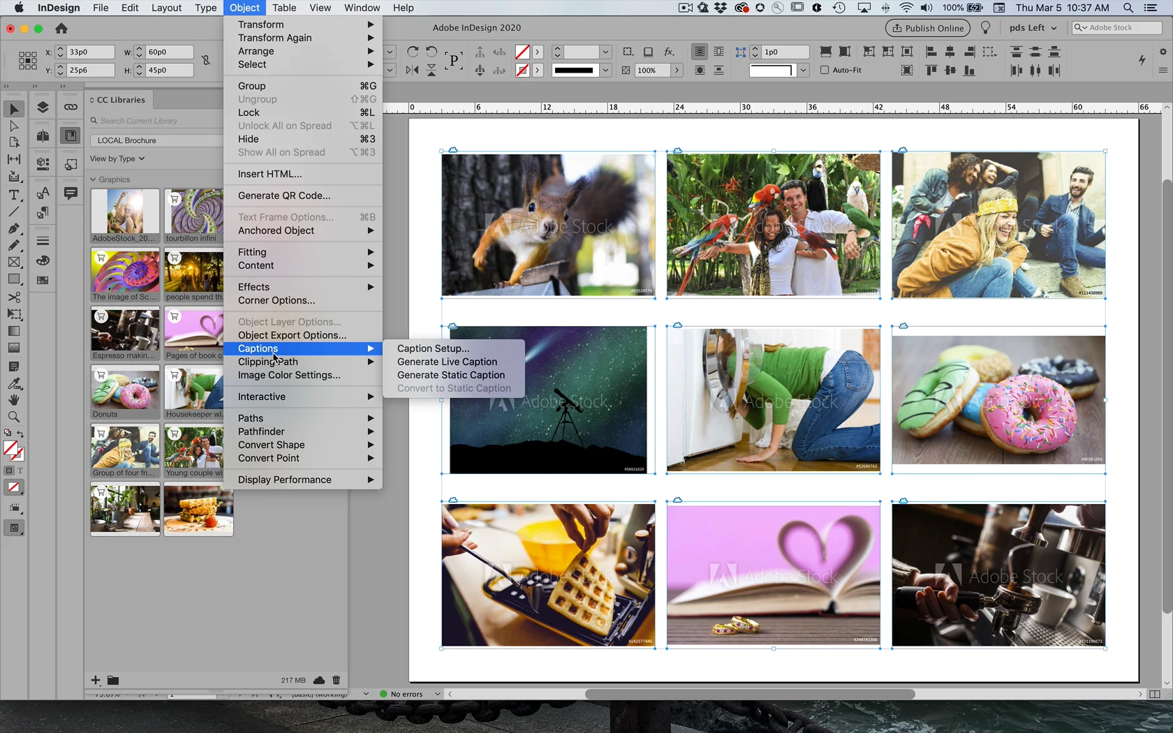 Use InDesign's gridify feature to create contact sheets