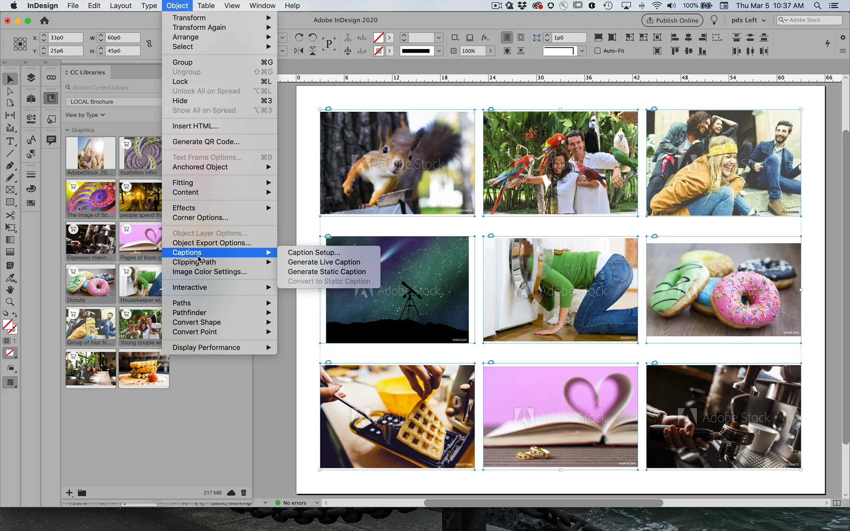 Use InDesign&#039;s gridify feature to create contact sheets