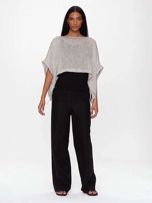 Organic Linen Gauze Cropped Poncho | EILEEN FISHER