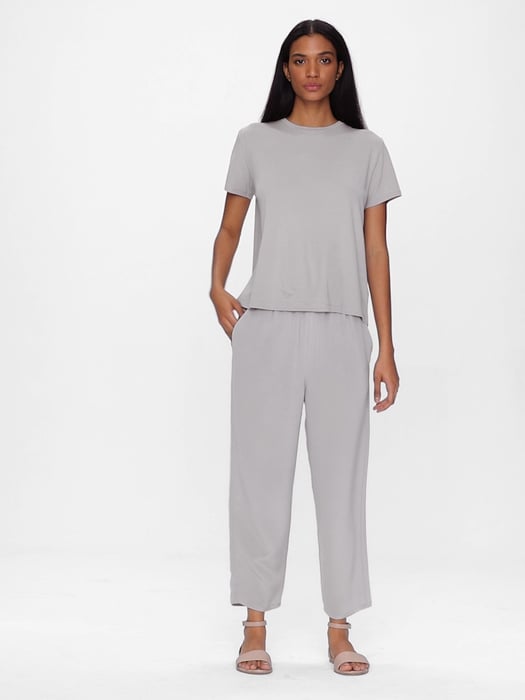 Stretch Silk Jersey Crew Neck Tee | EILEEN FISHER