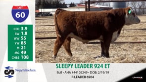 Lot #60 - SLEEPY LEADER 924 ET