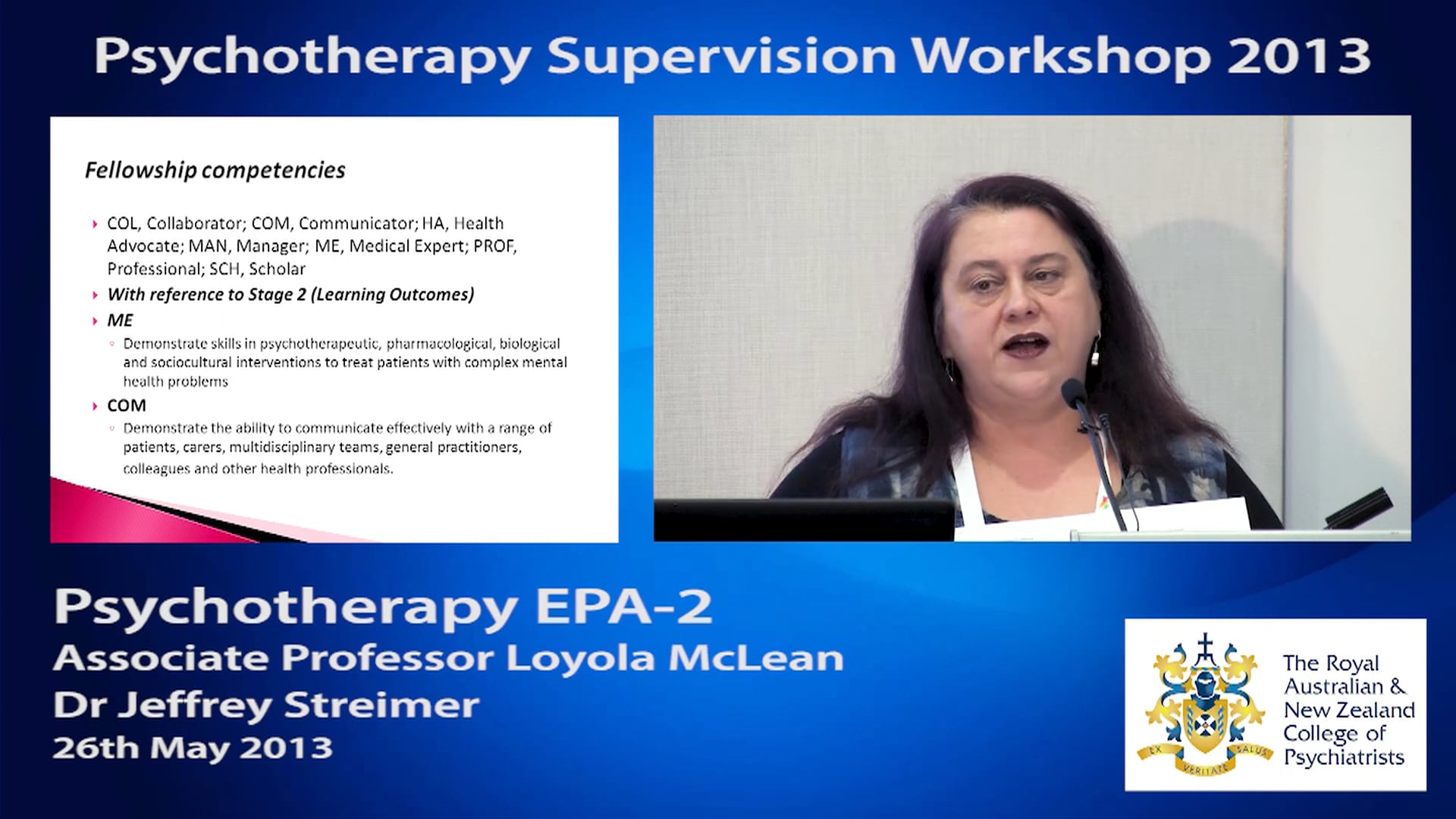 Psychotherapy Workshop May 2013