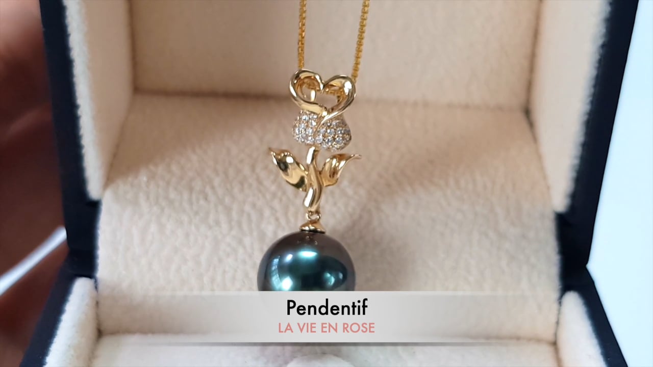 Pendentif La Vie en Rose - Or jaune & Perle de Tahiti 10/11mm, GEMME I Gemperles