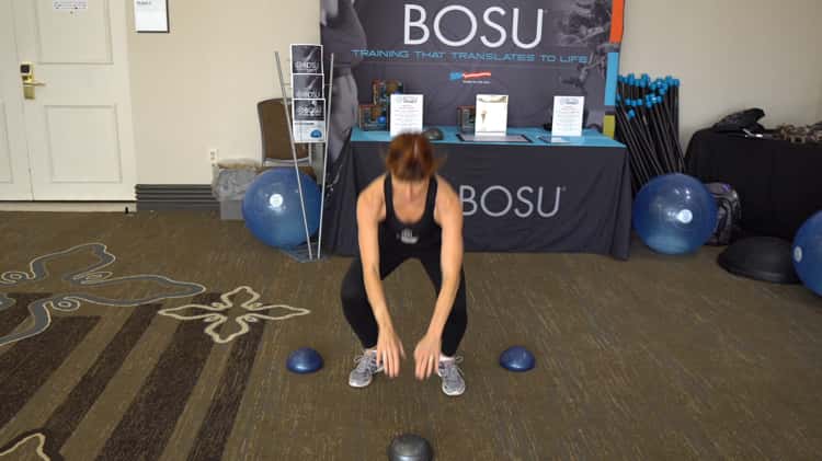 BOSU Balance Pods Squat Jumps with Directional Changes