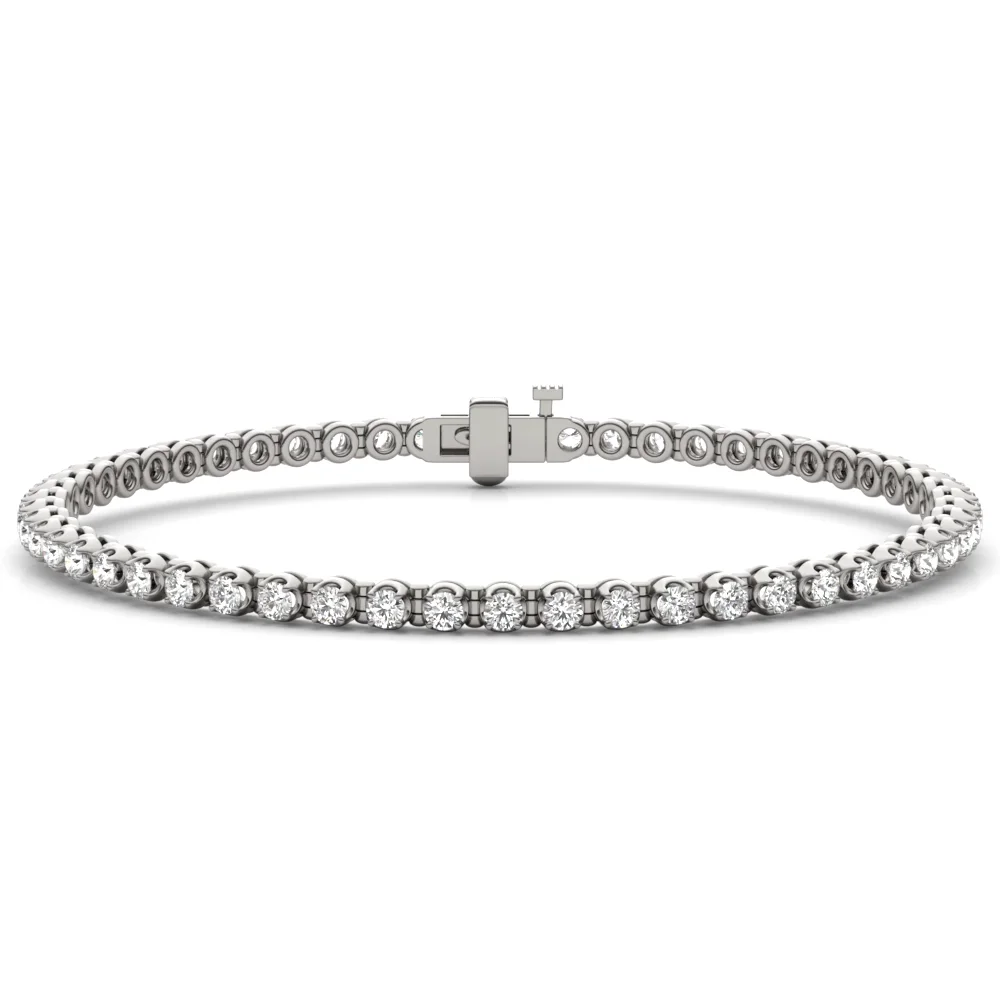 【HYERES LOR】25SS★ Silver (W) 4 Prong Tennis Bracelet 2mm 925 Sterling Silver 4 Row Illusion Tennis Real Diamond