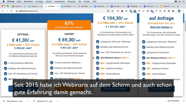 Videoformat: Webinare (nicht Software, nur Sturktur und Strategie)