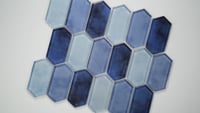 Boathouse Blue Picket Pattern Glass Mosaic