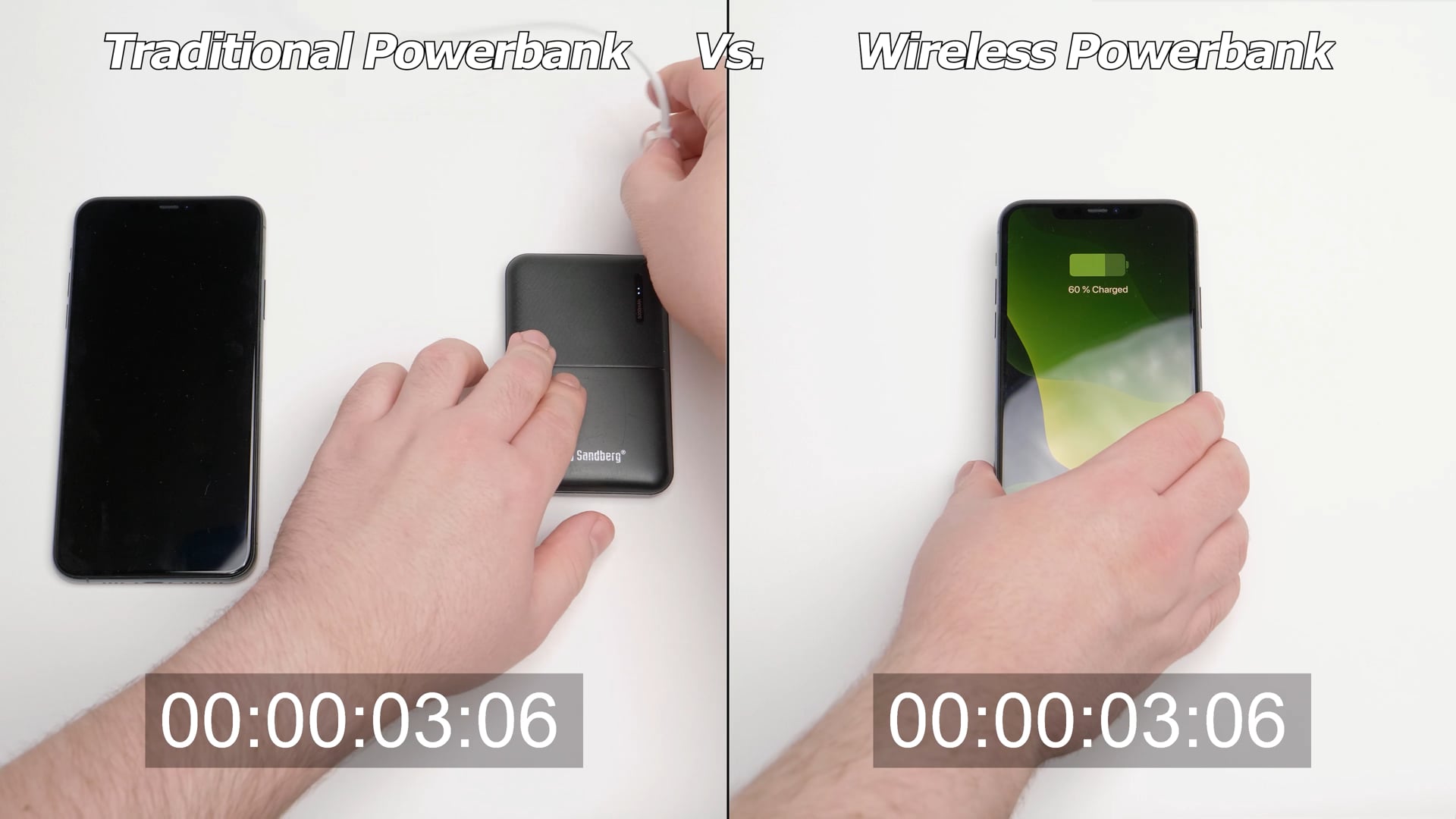 Sandberg Wireless Powerbank Vs. Traditional powerbank