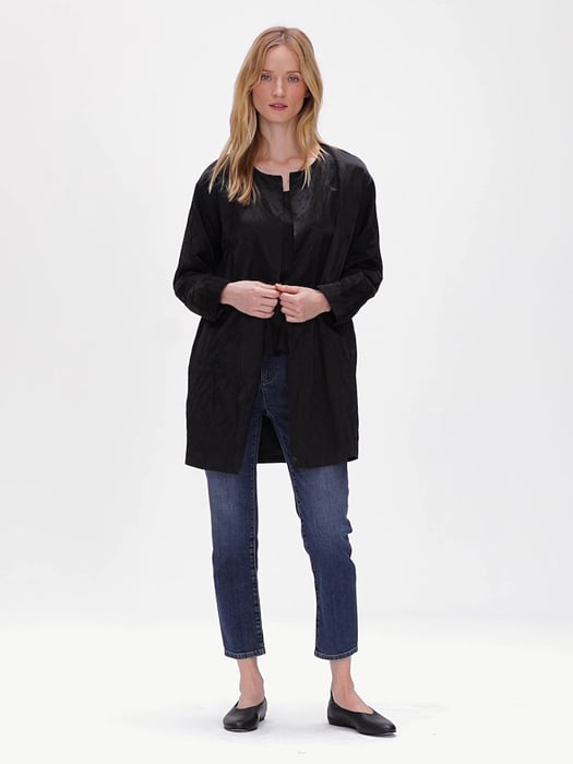 Organic Cotton Satin Steel Coat | EILEEN FISHER