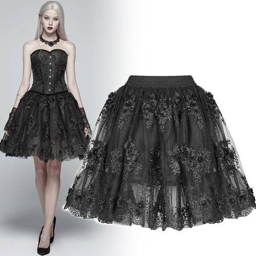 Ophelia - Gothic Lolita Black Short Skirt