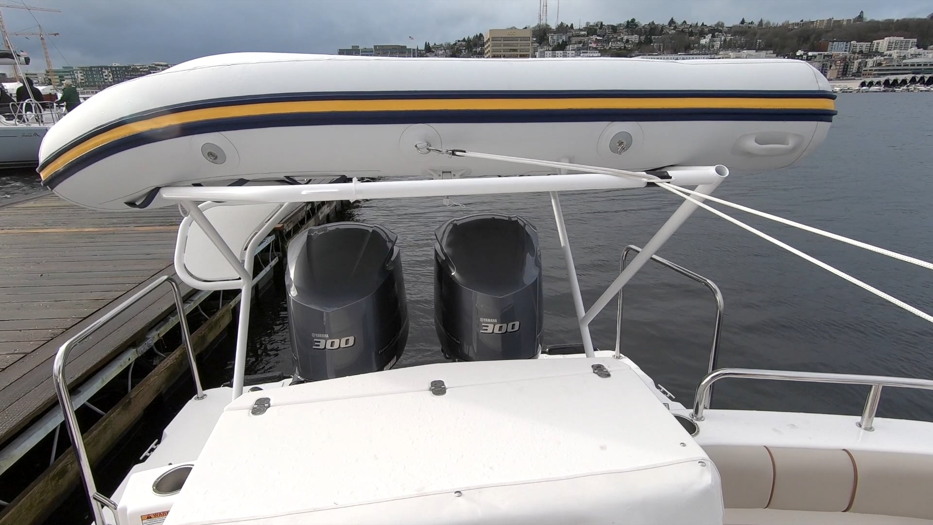 Cutwater C32 Outboard Dinghy Lift on Vimeo