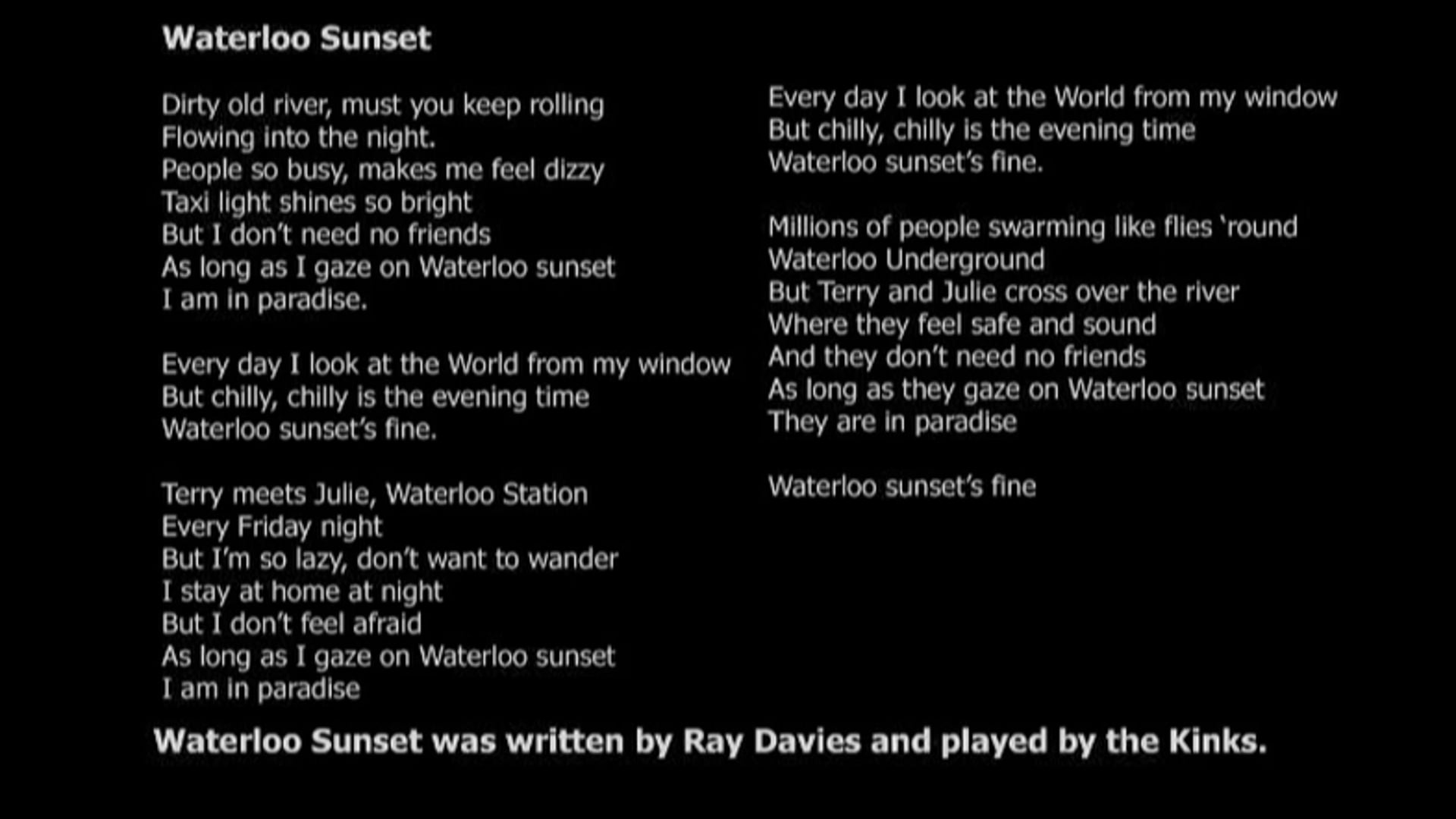 Waterloo Sunset / BBC Radio London