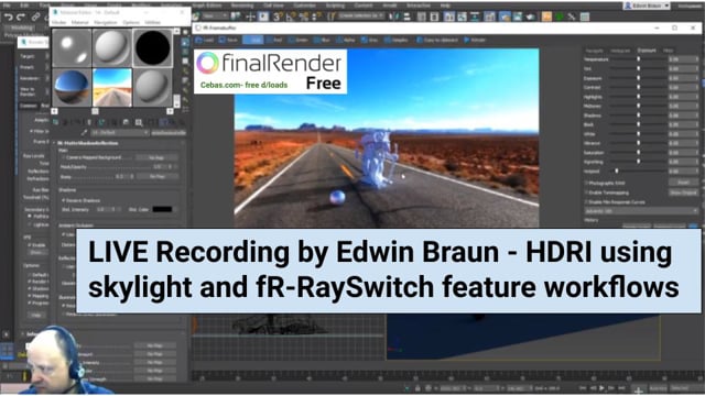 Edwin Braun Live Recording How to Setup HDRI Workflows in finalRender Free