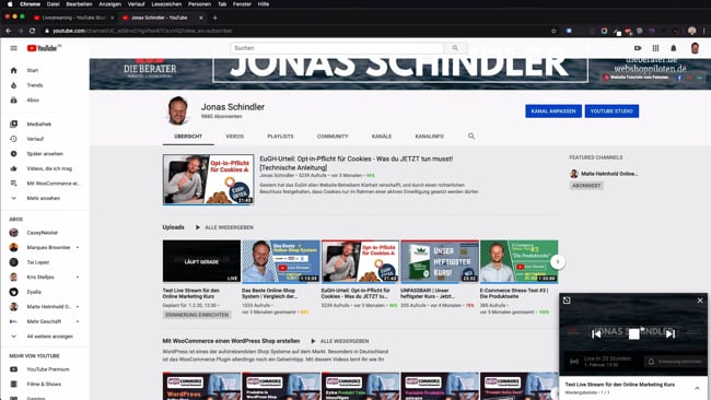 Live Stream Planen in YouTube