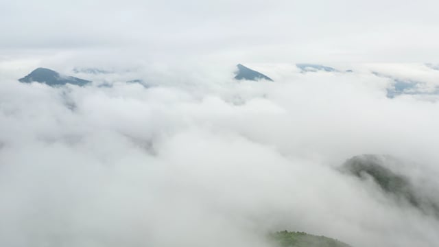 Mountain, Sky, Fog, Hills, Aerial