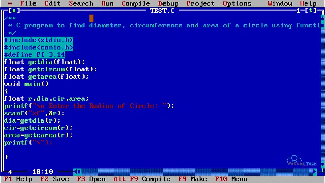 C57_program to find diameter, circumference and area of circle using ...