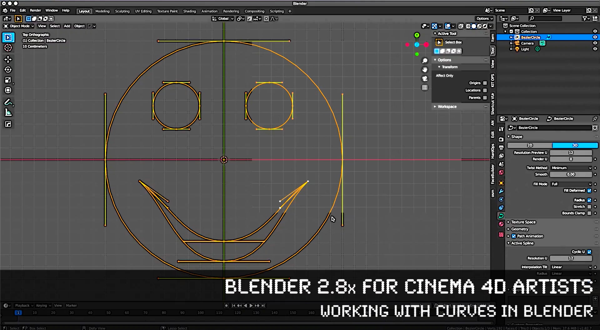 Blender for C4D Artists 01_05 Working with Curves in Blender 2.8x on