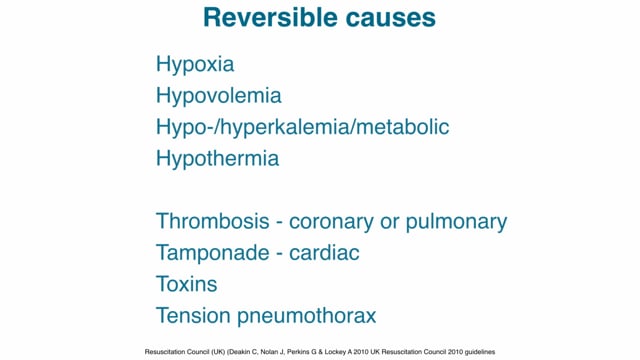 What are the reversible causes of cardiac arrest?