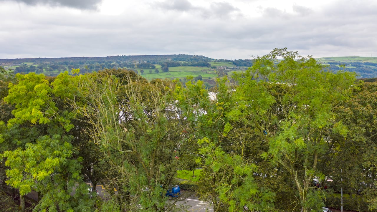 Drone hyperlapse of Ryburn Valley High School