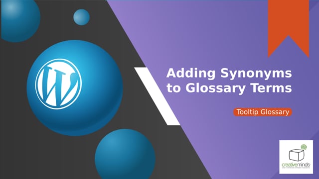 Adding Synonyms - WordPress Tooltip Glossary