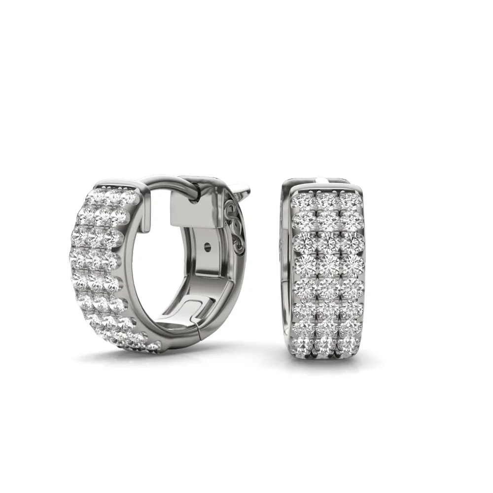 Three Row Huggie Hoop Earrings