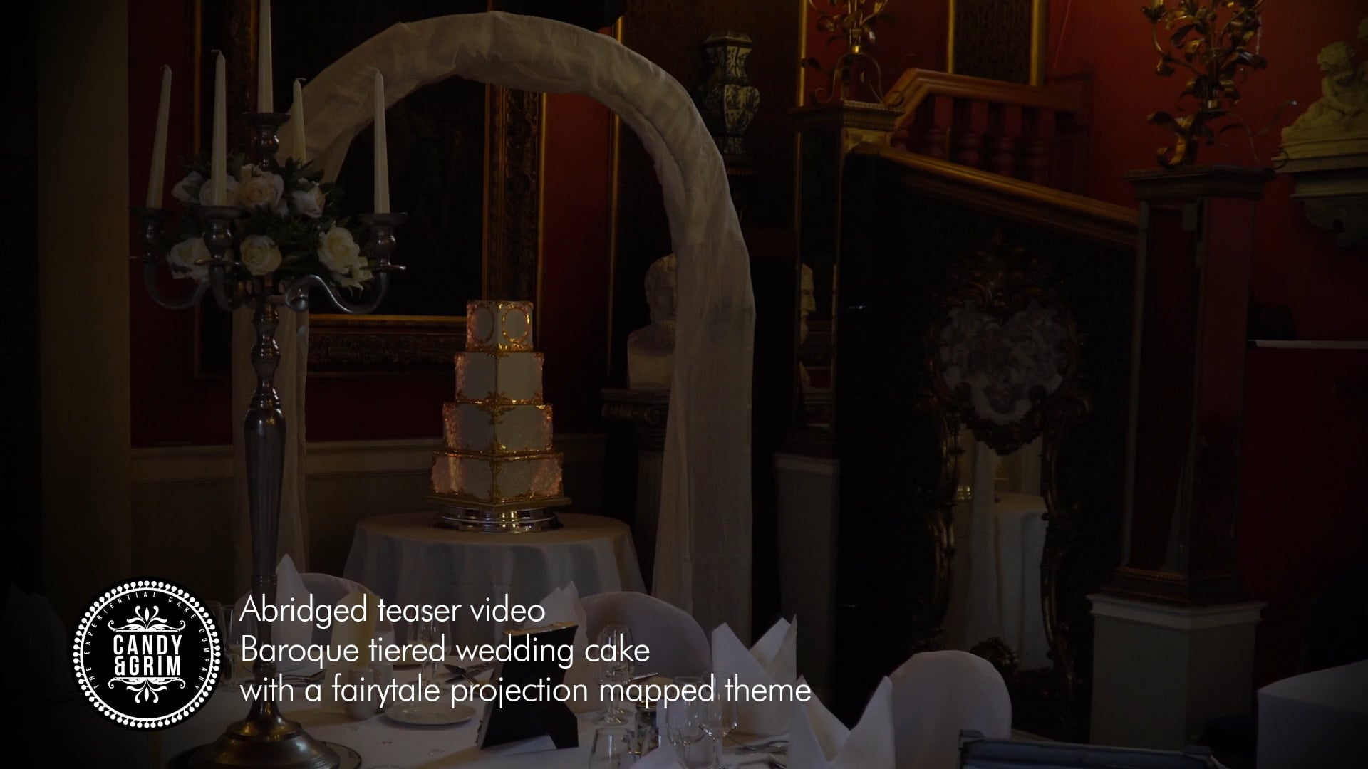 Fairytale 360 Projection Mapped Gold Baroque Wedding Cake - Abridged teaser