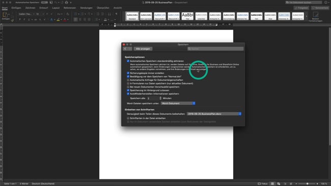 Teil 1 - Dateinamen - Speicherort - Sicherungseinste