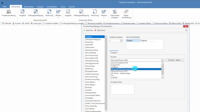 Druckereinstellungen