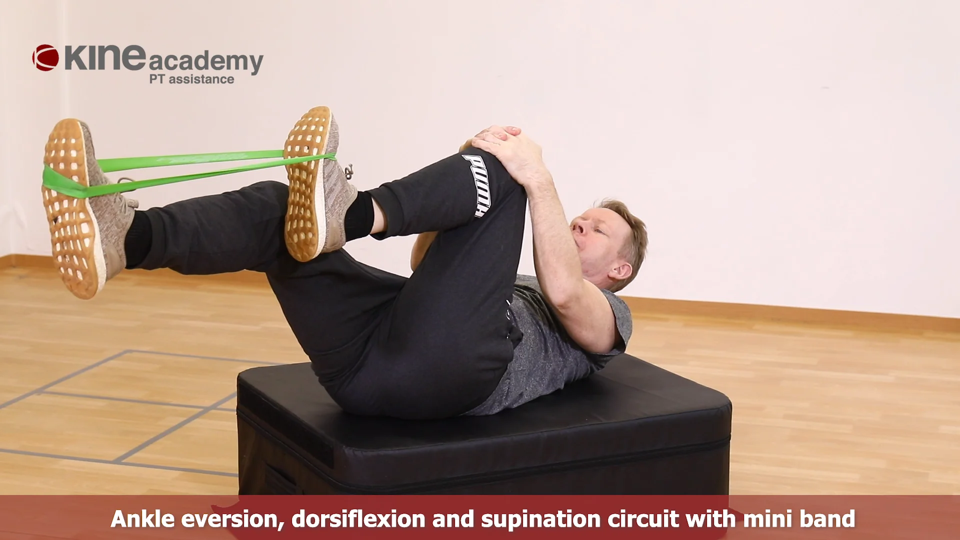 Ankle eversion dorsiflexion and supination circuit with mini band