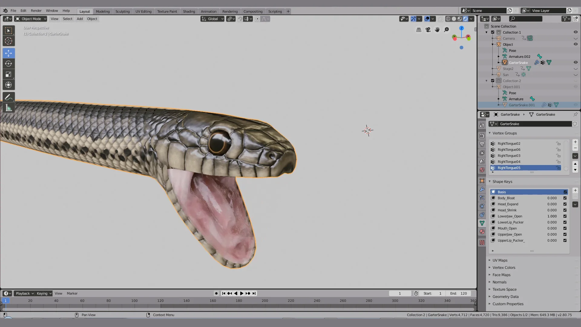 Red Bellied Black Snake 3D Model on Vimeo