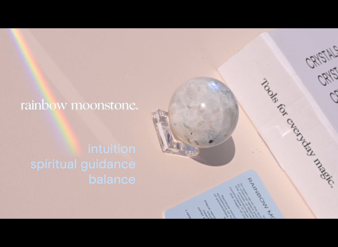 Rainbow moonstone crystal — iridescent flash moonstone specimen