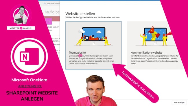 Anleitung 1/3: SharePoint Website anlegen