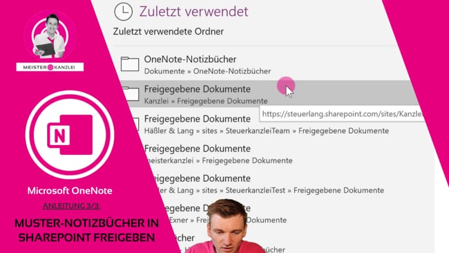 Anleitung 3/3: Muster-Notizbücher in SharePoint freigeben