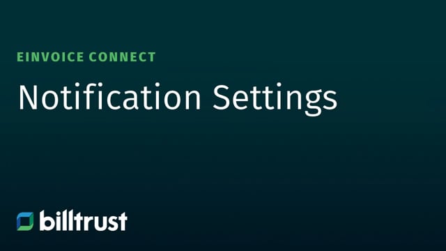 eInvoice Connect - Notification Settings