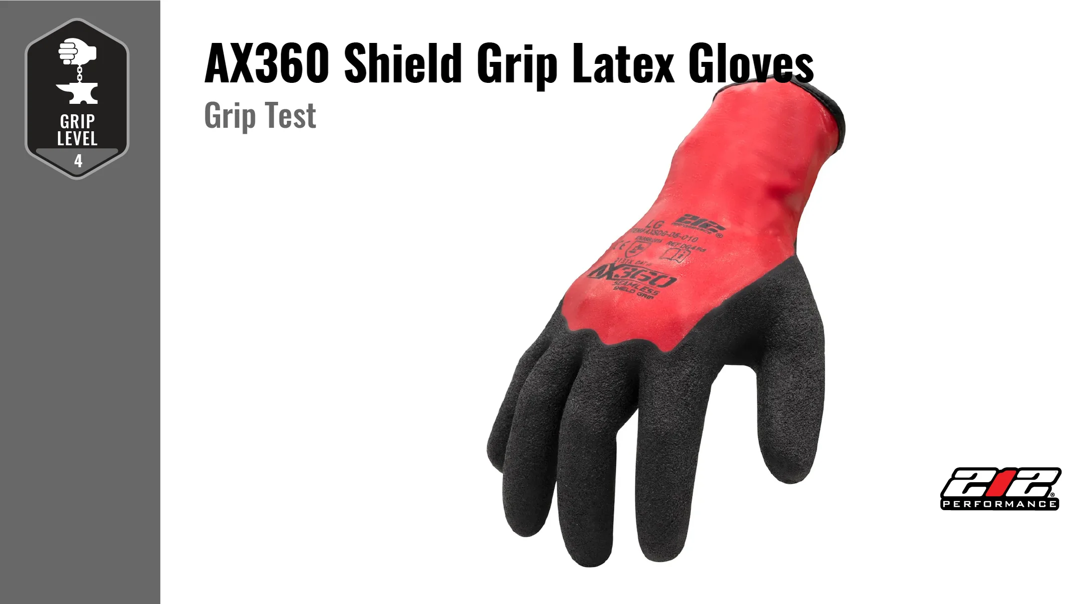 AX360 Shield Grip Latex-dipped Gloves in Black and Red — 212