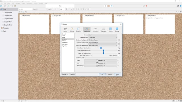 Customising Scrivener