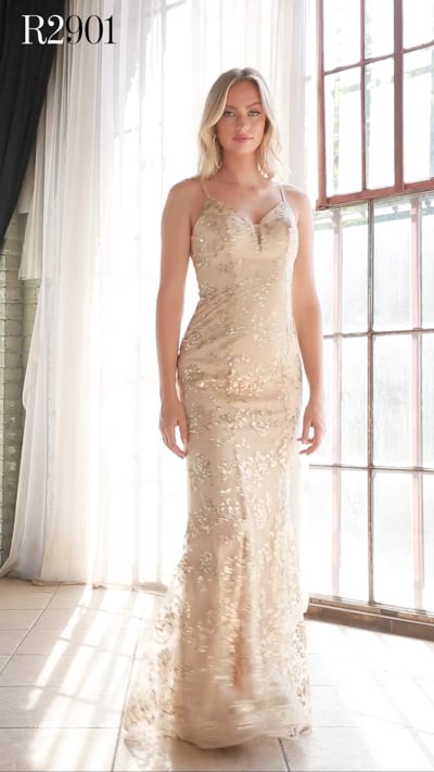 Supplier Cinderella Divine R2901 Long Gold Sequin Fitted Mermaid Dress Low Back Marlasfashions On Vimeo