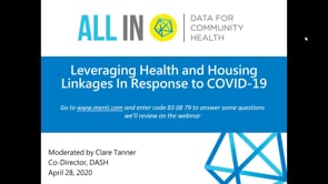 All In Webinar: Leveraging Health and Housing Linkages In Response to COVID-19