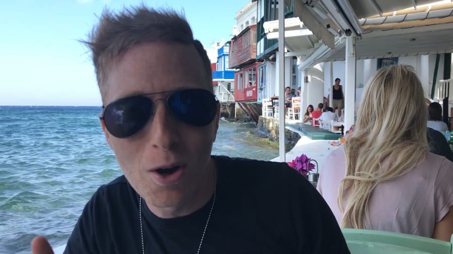 Eric in Mykonos Greece on the water