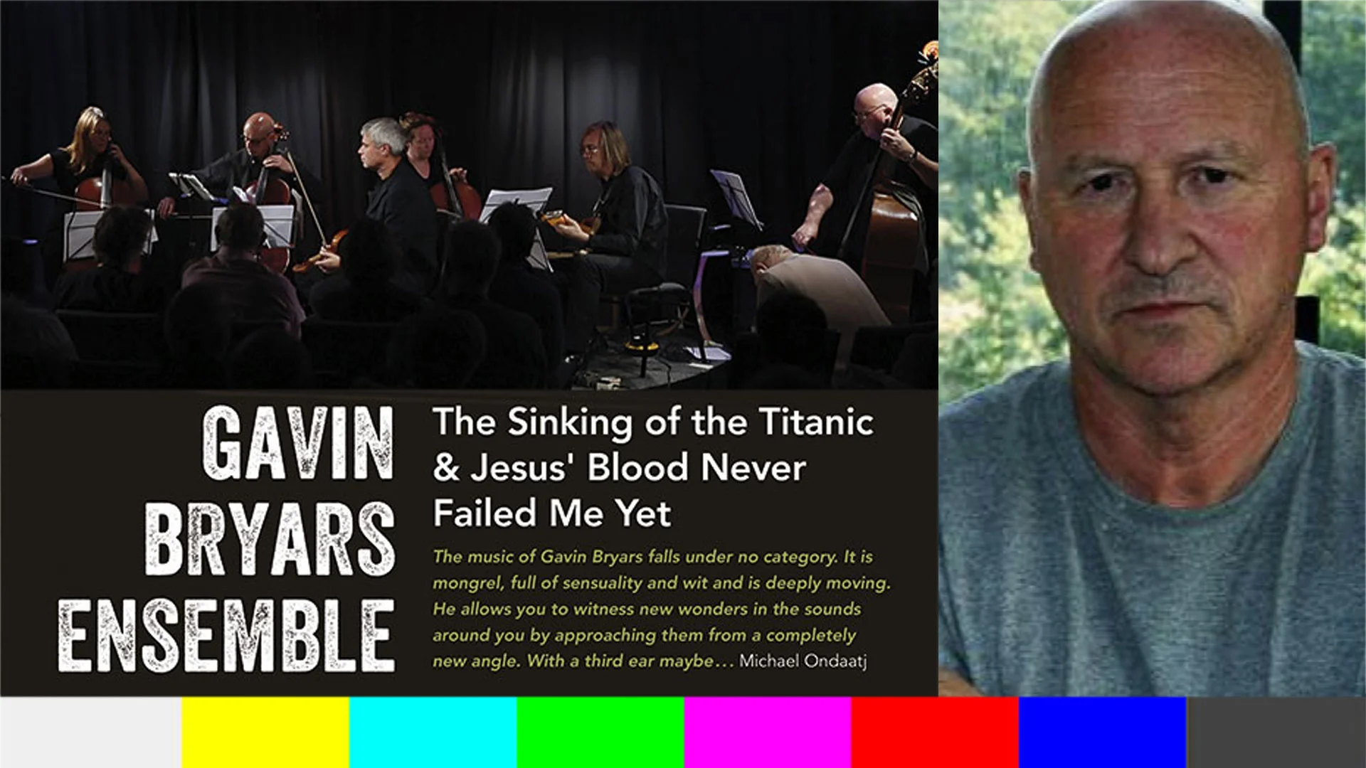 From the Vault: Gavin Bryars‘ Sinking of the Titanic & Jesus’ Blood Never  Failed Me Yet LIVE | GOLDMARK.TV