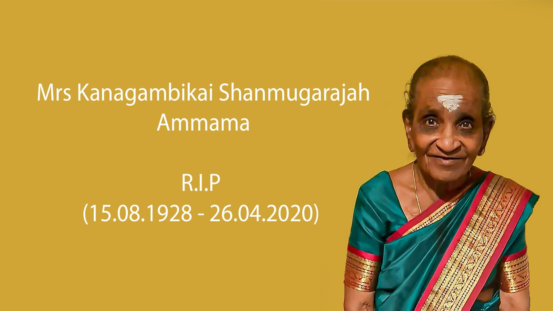 3rd May - Mrs Kanagambikai Shanmugarajah - Angel Funeral Directors -  Southall on Vimeo