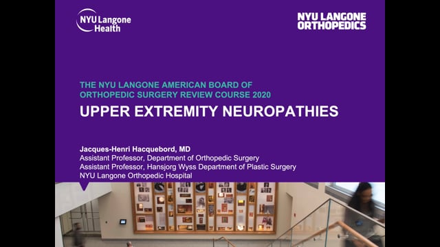Upper Extremity Neuropathies