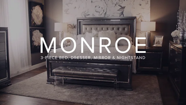 Monroe Queen Bed, Dresser, Mirror & Nightstand