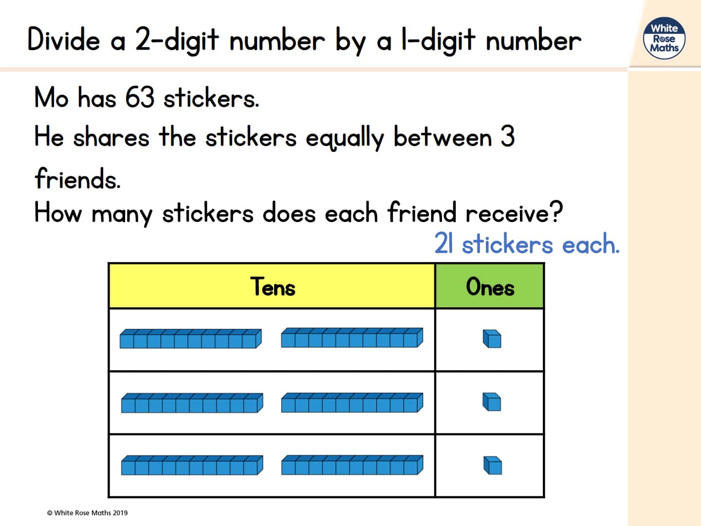 Year 3 Week 4 Lesson 3 Divide A 2 Digit Number By A 1 Digit