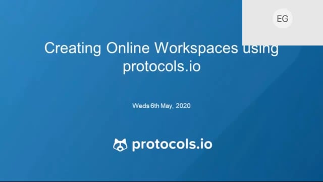 Creating Online Workspaces Using protocols.io WEBINAR